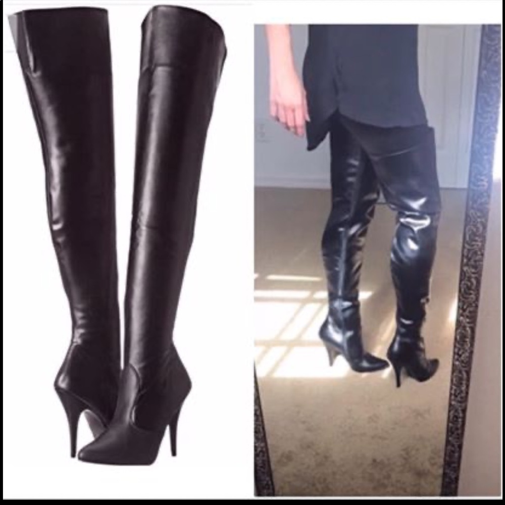 Black thigh high boots